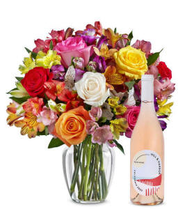Roses and Lilies With Wine